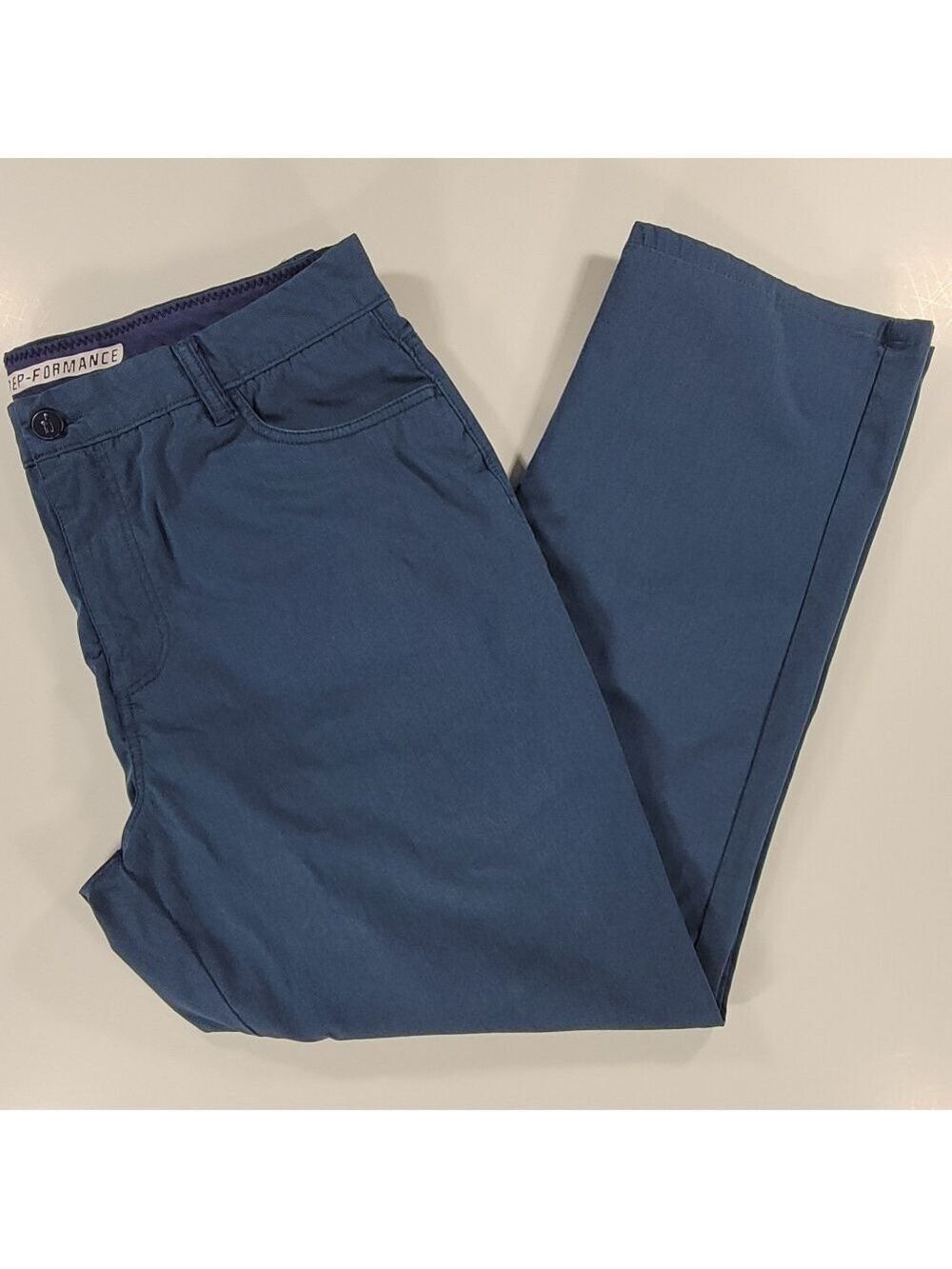 Johnnie-O Prep-Performance Pants Mens 38x28 Marin Golf Stretch Chino Blue Khaki